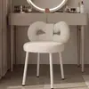 Banqueta de Maquiagem de Luxo Leve Banqueta de Toucador de Quarto Cadeira de Toucador Estilo Creme para Casa Encosto de Cadeira Sensação de Luxo Leve High-End Cadeira de Manicure