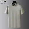 JEEP SPIRIT Camiseta de Manga Curta 100% Algodão Masculina para Verão Moletom Gola Redonda Bolso Superior Casual