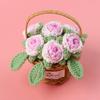Cesta de Flores de Rosa Multicabezal Tejida Transfronteriza con Hilo Xuefei Ganchillo Adornos de Rosa Hechos a Mano Regalo para el Día de San Valentín Chino