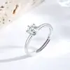 Anillo de Diamante de Seis Garras en Plata de Ley 925 para Mujer, Anillo Simple de Imitación de Diamante Moissanita, Anillo de Compromiso y Boda, Regalo para Esposa