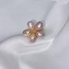 Pendientes de botón de flor de cinco pétalos con perla barroca de plata de ley 925, Diseño Original, Estilo Vintage, Pendientes Modernos y Versátiles