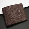 Suministro Transfronterizo Cartera Retro para Hombre Cuero de Cera de Aceite Cocodrilo 3D Estéreo Cartera Horizontal Cartera Corta Cartera