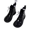 Botas Martin de suela plana, piel suave para mujer, colección otoño/invierno 2026, diseño de charol de moda, botines de doble cremallera, forrados de felpa para abrigar, botas de algodón para mujer