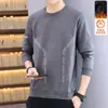 Sudadera Pesada de 380 g para Hombre con Cuello Redondo, Nuevo Producto de Invierno, Corte Holgado, Forrada de Borrego, Manga Larga, Jersey Versátil Básico