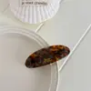Nuevo Pinza de Resorte Ovalada de Color Sólido con Etiqueta Dorada Estilo Coreano con Textura Colorida, Accesorio para el Cabello de Moda Primavera/Verano, Pinza de Resorte Grande para el Cabello