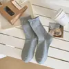 Calcetines Apilados Meilade para Mujer Calcetines de Color Sólido Primavera y Otoño Calcetines Caña Media Color Caqui Combinados con Zapatos Birkenstock Calcetines Largos Sin Costuras