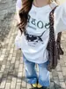 2025 Estilo Americano Primavera y Otoño Nuevo de Moda Diseño de Perro de Dibujos Animados Moda Versátil Casual Holgado Top de Manga Larga para Mujer