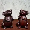 Enfeites de Rato de Ébano Esculpido Doze Zodíaco Rato de Madeira Mascote de Canto de Casa Decoração de Abertura Artesanato Presentes