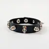 Pulsera de cuero multicapa ancha de Amazon, nueva y popular, de moda, con personalidad, de aleación dominante, calavera y estrella de cinco puntas, conjunto de 4 piezas