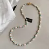 Collar de Perlas de Agua Dulce con Forma de Grano de Arroz y Turquesa Optimizada, Cadena para Clavícula de Lujo Ligero, Estilo Chino Nuevo de Nicho, Cierre Magnético