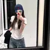 Camiseta Lisa Quadrada de Manga Curta Estilo Coreano Ins para Mulheres, Verão 2025, Estilo Garota Picante, Modelagem Justa, Top Versátil