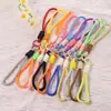 Pin Frijol Tejido a Mano Corto Lanyard para Llaves Llavero de Muñeca Simple Colgante de Bolsa de Color Material Accesorios