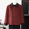 Coleção de outono para mulheres de meia-idade: um elegante casaco de lã dupla face que reduz a idade, perfeito para a primavera e o outono, com um corte solto e confortável