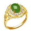 Anel de luz de anel com padrão oco de calcedônia verde em formato de coração duplo para carro flor dupla luxo elegante Nobre Sagrado gentil coordenação elegante anel