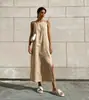 Vestido de Tirantes de Verano Nuevo Estilo Francés para Mujer 2026, Casual de Vacaciones con Abertura Lateral Verde Vestido Largo Ropa para Mujer