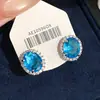 Collar con Colgante Redondo de Circonita Super Brillante Set de Joyería Versátil de Lujo Ligero de Alta Gama Moda Exquisita Aretes de Botón Temperamento para Mujeres