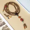 Nuevo Estilo Chino Estilo Chino Madera de Chisinac Multi-Círculo Collar Pulsera para Hombres y Mujeres Combinación Perfecta Cadena Larga de Lana Accesorios Antiguos