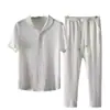 Conjunto Deportivo Casual Blanco Transfronterizo para Hombre, Moda de Verano, Lujo Ligero, Conjunto de Dos Piezas Plegado, Estilo Delgado, Moderno y Elegante