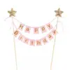 Decoração de bolo bandeira de puxar estrela de cinco pontas tecido não tecido cartão de feliz aniversário inserção de estrela banner de estrela inserção de palito de dente cena bolo