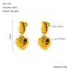 Pendientes de Acero de Titanio con Forma de Corazón Estilo Ins de Moda Europea y Americana Transfronterizos, Pendientes de Acero Inoxidable Chapados en Oro de 18 Quilates para Mujer con un Toque de Lujo Ligero