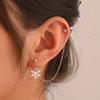Estilo Ins europeo y americano clip para oreja de copo de nieve con diamantes moda femenina lujo ligero pendientes largos de cadena de copo de nieve pendientes de una sola pieza