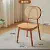 Cadeira Ventilador de Rattan Estilo Mid-Century Nórdico Cadeira de Jantar de Madeira Maciça para Casa Cadeira de Escritório Restaurante Japonês Estilo Wabi-Sabi Pousada Cadeira de Rattan