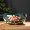 Tanque de Peces de Cerámica Jingdezhen Método Antiguo Tanque de Killis de Vista Trasera Tanque de Loto Tanque de Nenúfar de Agua de Escritorio Tanque de Tortugas Hidropónico para Sala de Estar