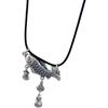 Pingente de colar com peixe koi de prata pura 99 e fecho Ruyi feminino retrô 3D tridimensional bolsa da sorte borla corrente longa para suéter