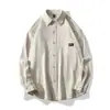 2025 Nueva Camisa para Hombre Otoño e Invierno Pana Retro Manga Larga Color Sólido Holgada Moderna Marca Camisa de Manga Larga Chaqueta para Hombre