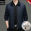 Jaqueta Masculina Nova Primavera/Outono 2026, Roupa Externa Casual de Algodão Puro com Gola Reversível para Homens de Meia-Idade e Idosos, Top de Estilo de Alta Qualidade