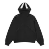 Moletom com Capuz Retrô Rivet Estilo Doce e Cool Americano para Mulheres Outono 2025 Novo Cinza Solto Jaqueta Cardigan com Zíper