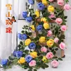 Montaña de Nieve Simulada Flor de Rosa Enredadera Flores Falsas Cubierta Decorativa para Envolver Tubo de Aire Acondicionado Flores de Enredadera para Arco de Boda Paisajismo