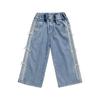Jeans Cross-Border 2026 Novo Estilo com Laço para Meninas Calças Casuais Retas para Primavera e Outono para Meninas Jovens e Crianças Pequenas