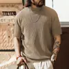 Nueva camiseta de punto para hombre con tacto fresco, al estilo de los nuevos ricos y el dinero antiguo, marca de moda de verano, diseño de canalé simple, adecuada para ir al trabajo, ropa de hombre