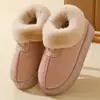 Pantuflas Cálidas de Algodón para el Hogar para Parejas, Pantuflas Antideslizantes de Suela Gruesa para Otoño e Invierno, Pantuflas Engrosadas de Algodón con Zapatos de Algodón Peludo