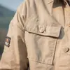 Jaqueta de trabalho retrô americana transfronteiriça para homens, leve, nova coleção outono 2026, camisa cáqui, jaqueta respirável para atividades ao ar livre