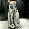 Jeans de verano estilo americano con salpicaduras de pintura y rotos para hombre y mujer, nuevo modelo 2026, pantalones casuales de pierna recta ancha de moda para parejas