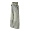 Jeans Casuales de Pierna Ancha de Alta Calidad Estilo Americano 2026 Decorados con Metal Bloque de Color de Moda Doble Cintura Suministro al por Mayor 10