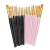 Conjunto de 10 Pincéis de Nylon com Haste Plástica Azul para Uso Transfronteiriço Pincel de Cerdas Planas Hook Pen para Crianças Acrílico Guache Pincel de Óleo
