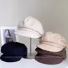 Gorra Octagonal de Lentejuelas Vintage de Color Sólido para Mujer, Versátil para Otoño e Invierno, Gorra de Boina de Moda, Gorra de Pato Cálida y Resistente al Frío