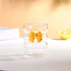 Taza de Agua para Mujeres, Vidrio de Borosilicato Alto, Diseño Transparente de Oruga con Tapa y Popote, Anillo de Leche con Lazo, Taza Portátil para Beber