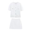 Exportación Transfronteriza Ropa de Mujer 2025 Verano Estilo Europeo y Americano Top Cárdigan Tejido + Traje Falda Tejida Mujer E3530/1