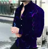 2026 Camisa de Manga Larga Estampada en 3D para Hombre de Venta Caliente Europea y Americana Moda Tendencia Cárdigan Superior de Lunares Degradados