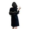 Invierno Transfronterizo Manga Larga Casual Cuello Redondo Gama Alta Lujo Ligero Versátil Vestido de Punto Suelto para Mujer Falda