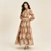 Vestido largo para mujer con bordado de encaje pesado, cuello alto, mangas largas tipo linterna, falda amplia, vestido de gala para banquetes, artículos al por mayor
