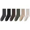 Nuevos Calcetines de Otoño para Mujer Calcetines Sueltos de Felpa Estilo Japonés Color Sólido Retro Calcetines de Algodón de Doble Aguja Calcetines de Media Pantorrilla Texturizados Estilo Coreano ins