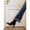 Botines de tacón alto para mujer 2026 Otoño/Invierno Nuevos Botas Martin de punta cuadrada Tacón grueso negro Elásticos Populares Botas adelgazantes