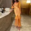 2026 Vestido de Verano para Mujer Nueva Moda Amazon Transfronterizo Moda Europea y Americana Retro Estampado Mangas Abullonadas Abertura