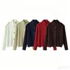 Venta al por mayor transfronteriza de AliExpress 2026 Estilo europeo y americano Moda Suelto Botones Cardigan de punto de cuello alto Para mujer M6123