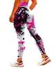 Calça de Yoga Estampada Nova Europeia e Americana Calça Esportiva Fitness Feminina Cintura Alta Calça Fitness Justa Roupas de Yoga Europeias e Americanas